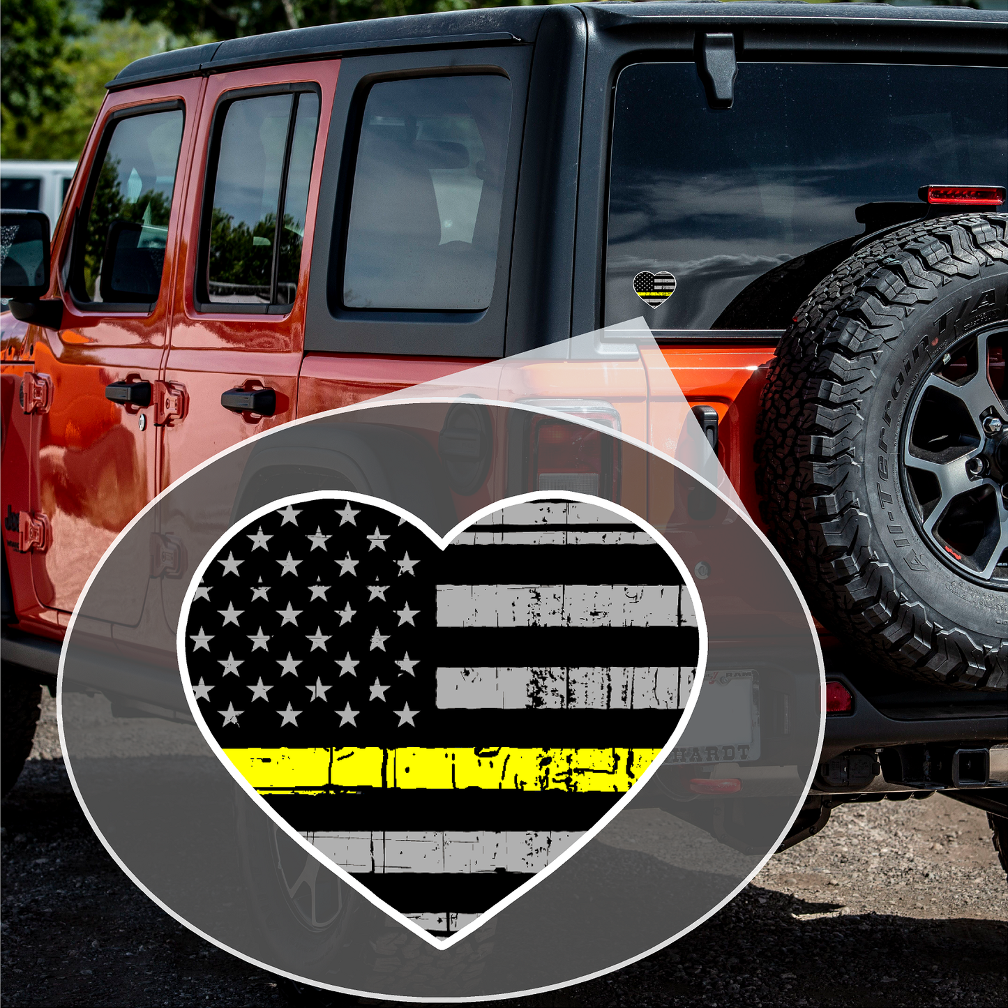 Heart Shape (E53) Thin Yellow Line Dispatch Vinyl Decal Sticker Love Car Laptop/Netbook Window