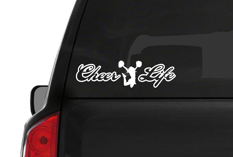 Cheer Life (L1) Cheerleader Vinyl Decal Sticker | Waterproof | Easy to Apply by CustomDecal US