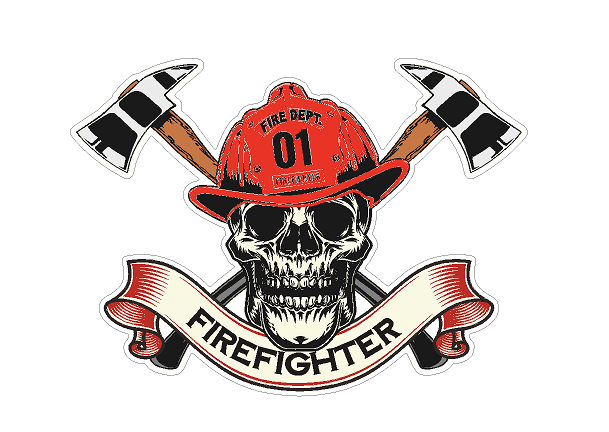 Firefighter Skull (S12) Fire Department Vinyl Decal Sticker | Waterproof | Easy to Apply | Rapid Air Release by CustomDecal US