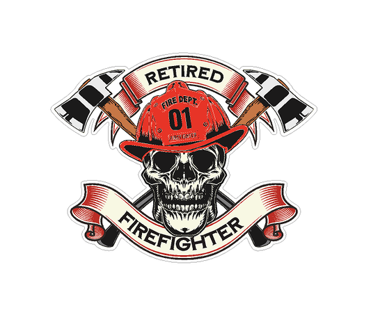 Retired Firefighter Skull (S14) Fire Department Vinyl Decal Sticker | Waterproof | Easy to Apply | Rapid Air Release by CustomDecal US