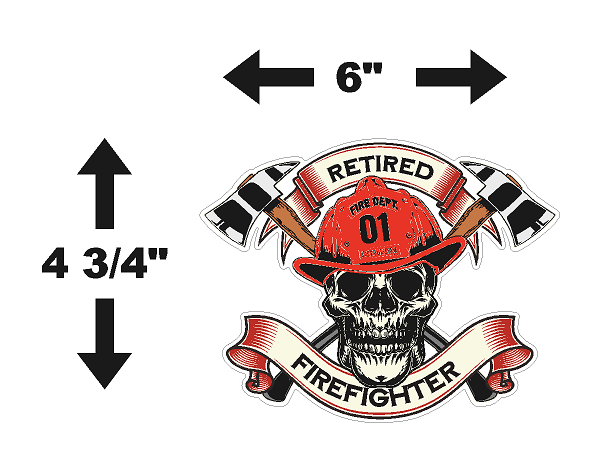 Retired Firefighter Skull (S14) Fire Department Vinyl Decal Sticker | Waterproof | Easy to Apply | Rapid Air Release by CustomDecal US