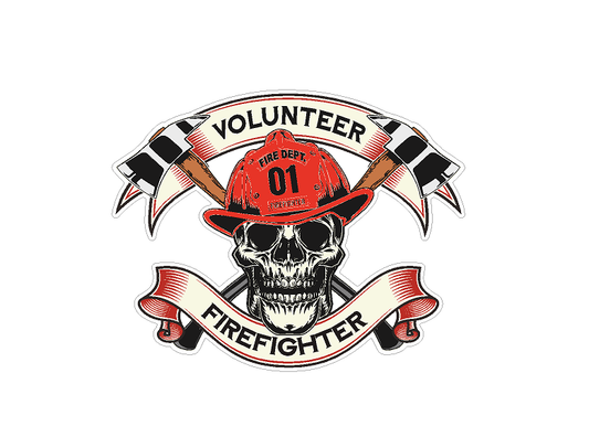Volunteer Firefighter Skull (S15) Fire Department Vinyl Decal Sticker | Waterproof | Easy to Apply | Rapid Air Release by CustomDecal US