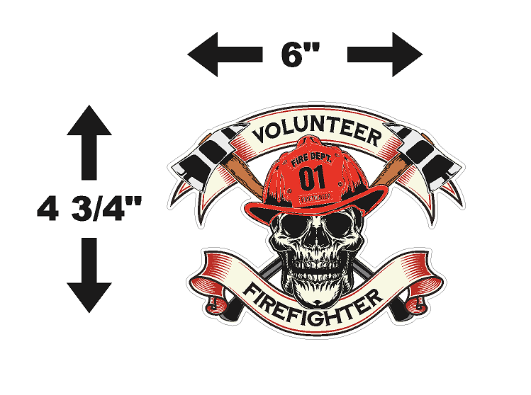 Volunteer Firefighter Skull (S15) Fire Department Vinyl Decal Sticker | Waterproof | Easy to Apply | Rapid Air Release by CustomDecal US