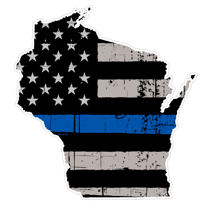 CustomDecal US Wisconsin State (V49) Thin Blue Line Vinyl Decal Sticker Car/Truck Laptop/Netbook Window