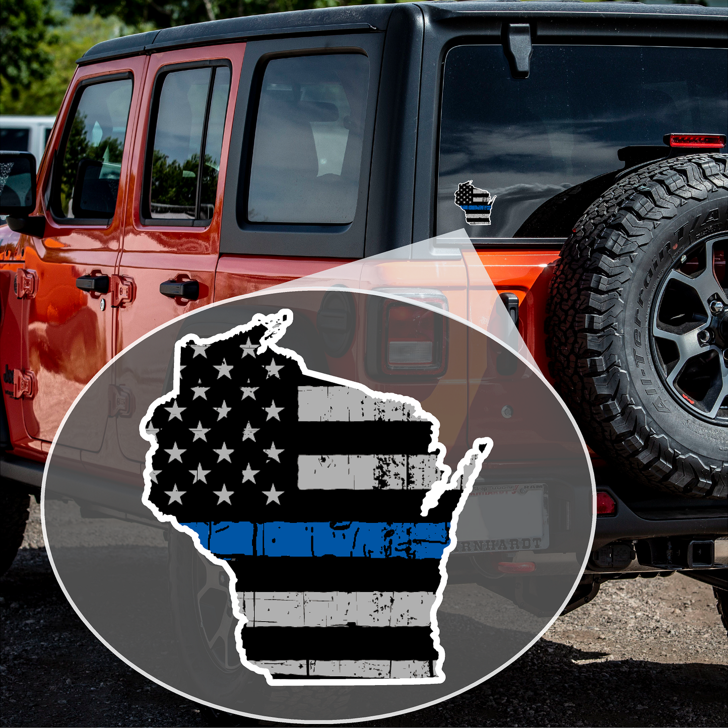 Wisconsin State (V49) Thin Blue Line Vinyl Decal Sticker Car/Truck Laptop/Netbook Window