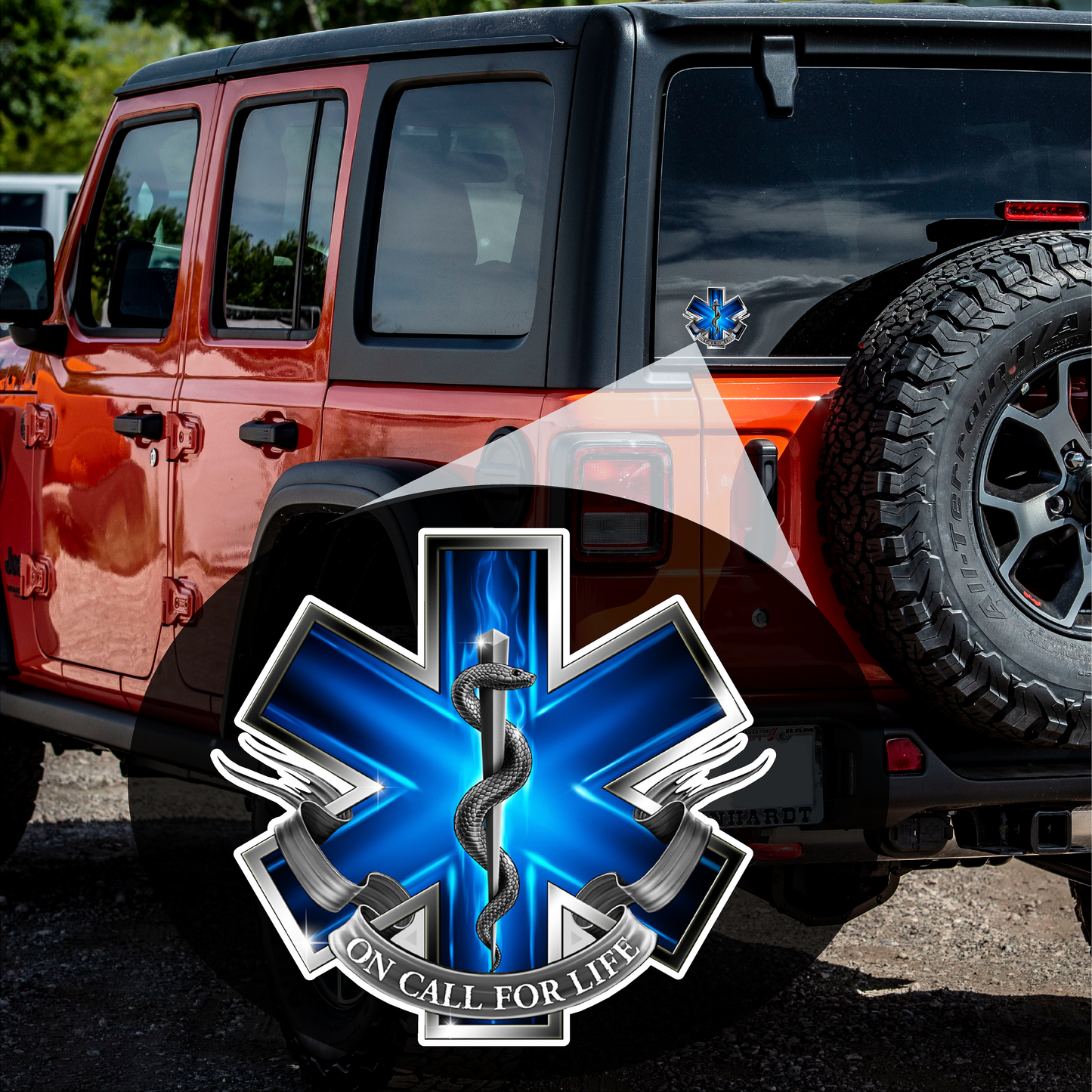 EMS Logo (Z2) Blue Flames Vinyl Decal Sticker Car/Truck Laptop/Netbook Window