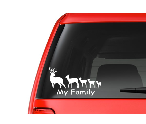 CustomDecal US Deer Family (F16) Vinyl Decal Sticker Car/Truck Laptop/Netbook Window