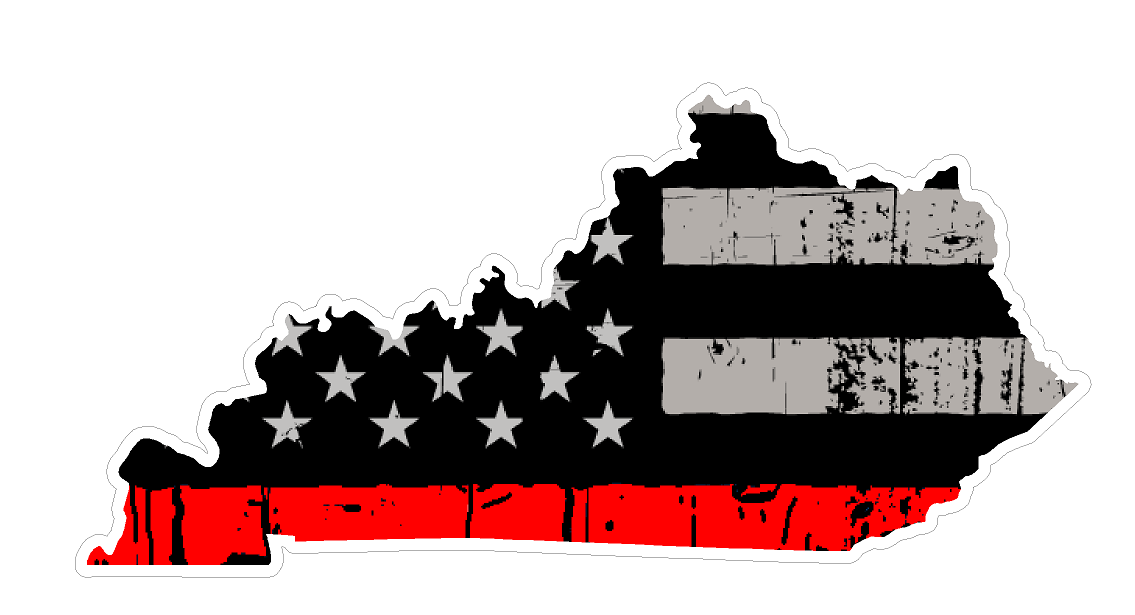 Kentucky State (C18) Thin Red Line Vinyl Decal Sticker Car/Truck Laptop/Netbook Window