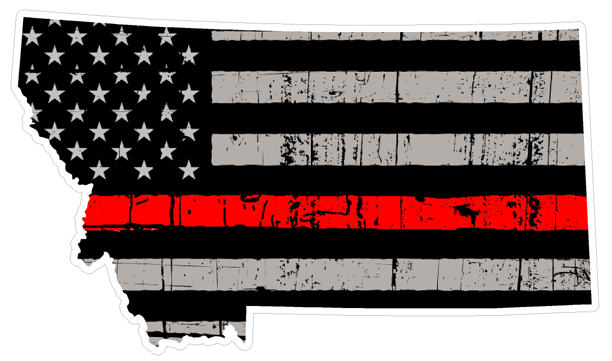 Montana State (C27) Thin Red Line Vinyl Decal Sticker Car/Truck Laptop/Netbook Window