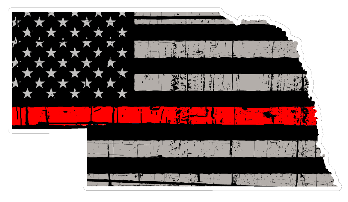 Nebraska State (C28) Thin Red Line Vinyl Decal Sticker Car/Truck Laptop/Netbook Window