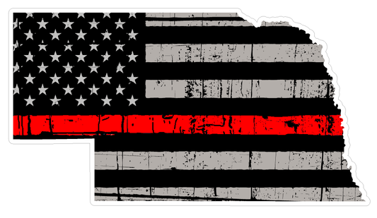 Nebraska State (C28) Thin Red Line Vinyl Decal Sticker Car/Truck Laptop/Netbook Window