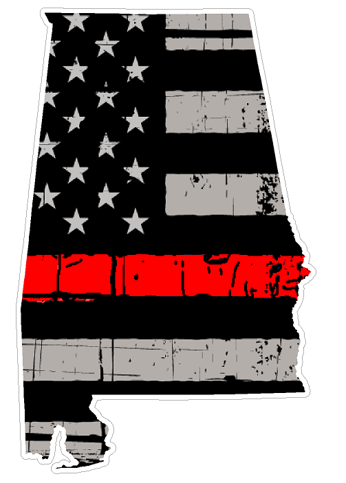 Alabama State (C3) Thin Red Line Vinyl Decal Sticker Car/Truck Laptop/Netbook Window