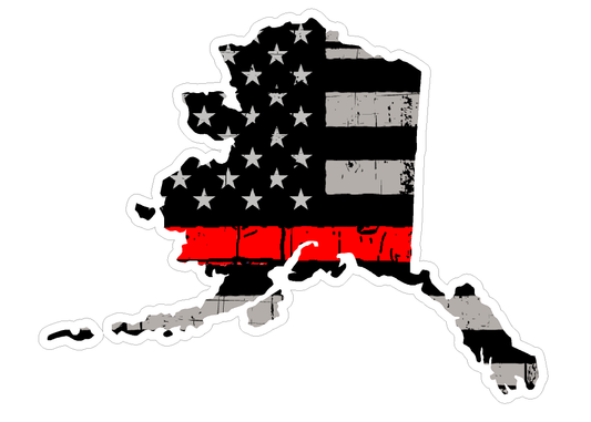 Alaska State (C4) Thin Red Line Vinyl Decal Sticker Car/Truck Laptop/Netbook Window