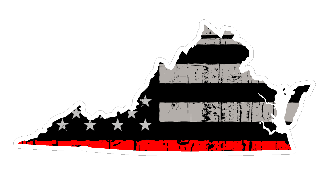 Virginia State (C46) Thin Red Line Vinyl Decal Sticker Car/Truck Laptop/Netbook Window