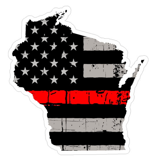Wisconsin State (C49) Thin Red Line Vinyl Decal Sticker Car/Truck Laptop/Netbook Window
