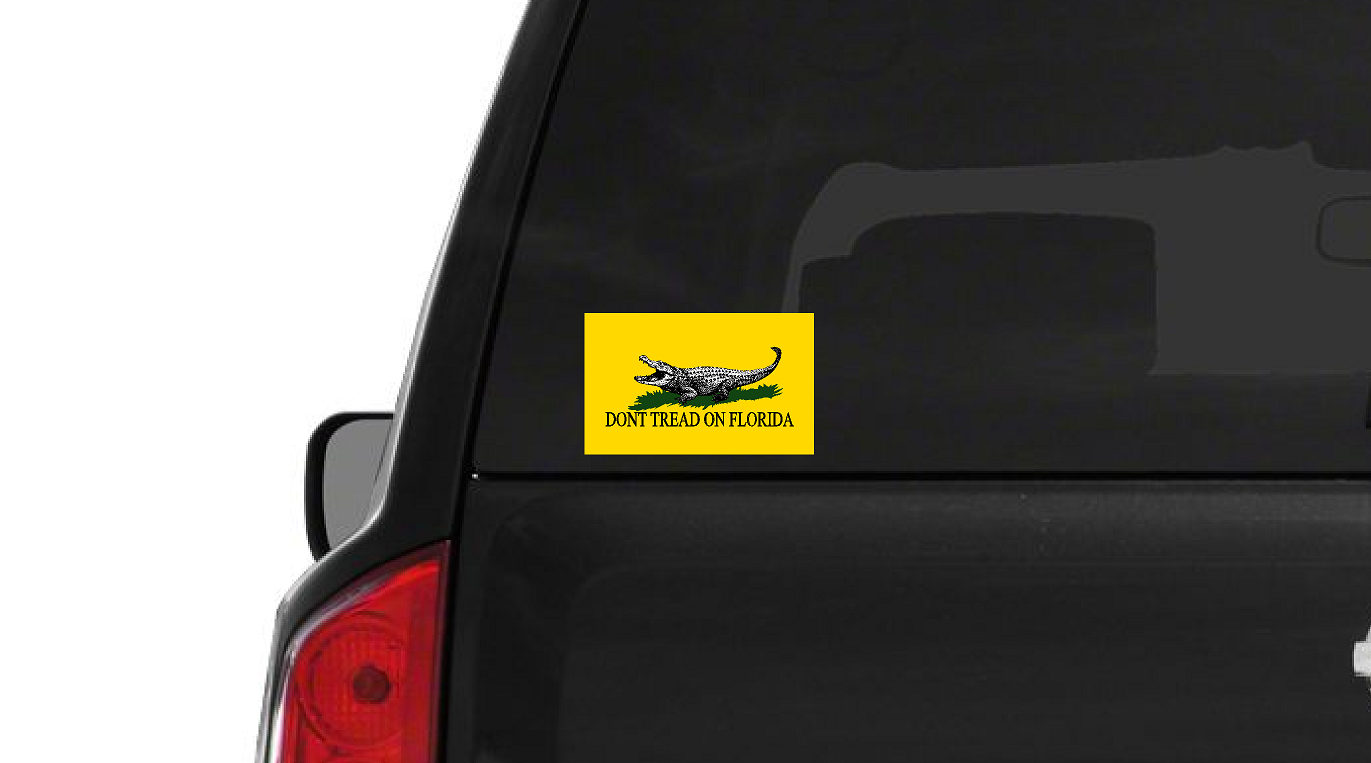 Don't Tread on Florida (D2A) Alligator Vinyl Decal Sticker | Fade-Resistant Waterproof Decorative Text | Easy to Apply on Car Truck, Boat, Trailer Window or Bumper