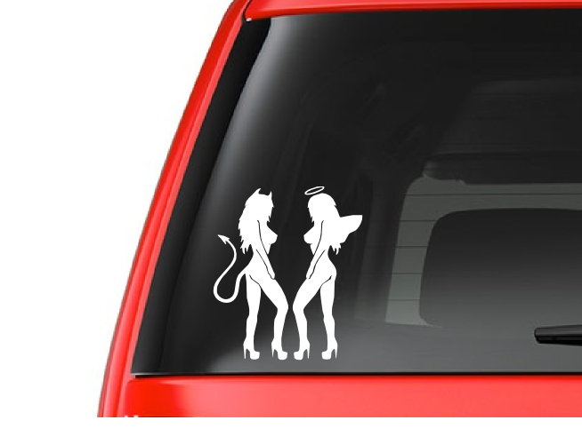 Devil Woman Angel Woman (G6) Vinyl Decal Sticker Car/Truck Laptop/Netbook Window