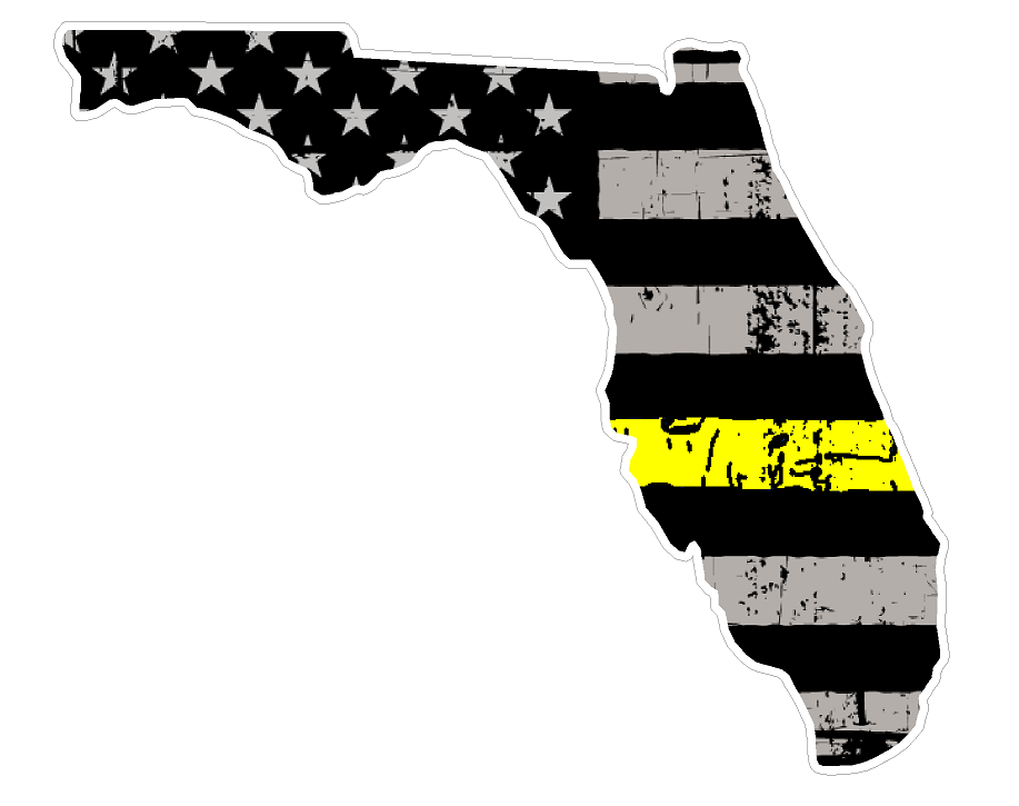 Florida State (E1) Thin Yellow Line Dispatch Vinyl Decal Sticker Car/Truck Laptop/Netbook Window
