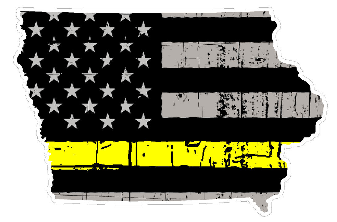 Iowa State (E16) Thin Yellow Line Dispatch Vinyl Decal Sticker Car/Truck Laptop/Netbook Window