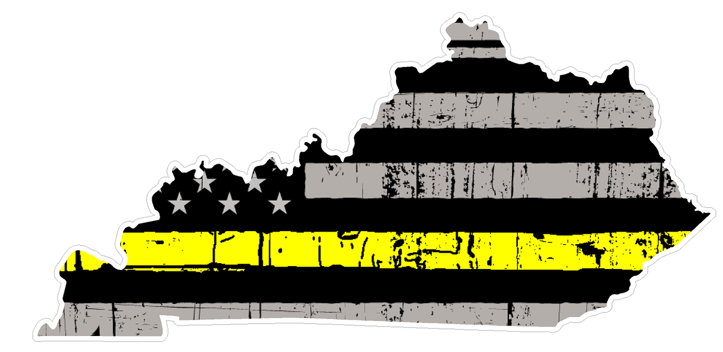 Kentucky State (E18) Thin Yellow Line Dispatch Vinyl Decal Sticker Car/Truck Laptop/Netbook Window