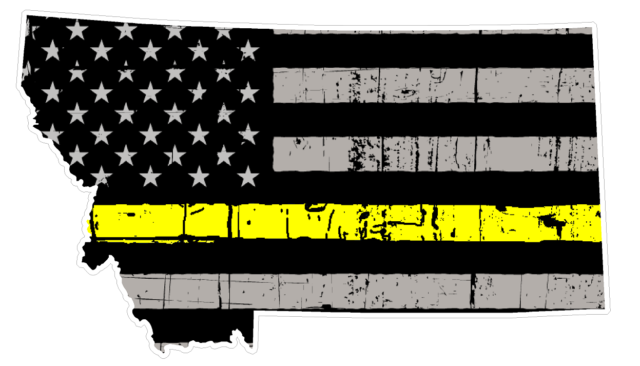 Montana State (E27) Thin Yellow Line Dispatch Vinyl Decal Sticker Car/Truck Laptop/Netbook Window