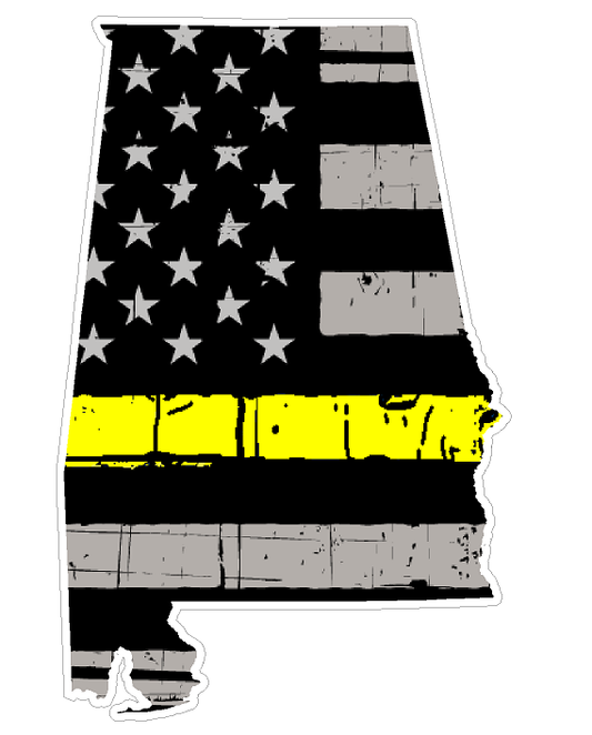 Alabama State (E3) Thin Yellow Line Dispatch Vinyl Decal Sticker Car/Truck Laptop/Netbook Window