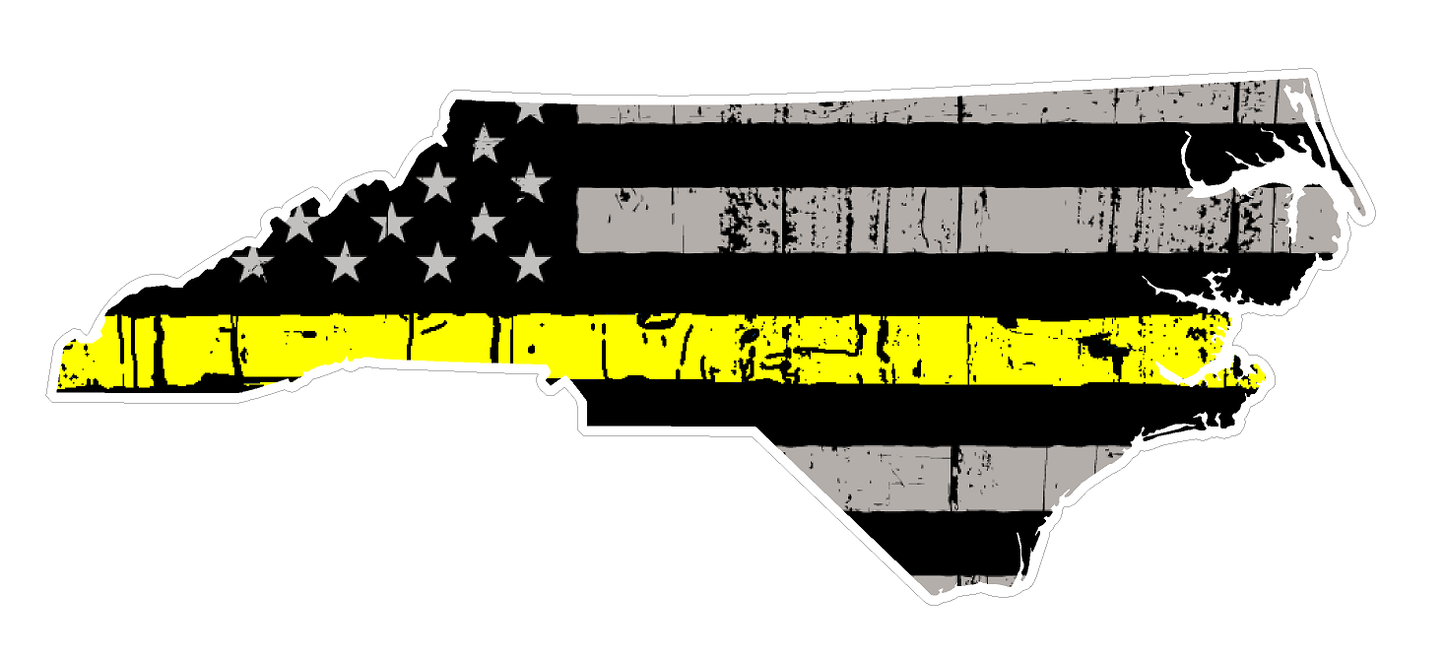 North Carolina State (E34) Thin Yellow Line Dispatch Vinyl Decal Sticker Car/Truck Laptop/Netbook Window