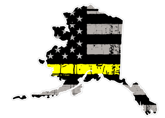 Alaska State (E4) Thin Yellow Line Dispatch Vinyl Decal Sticker Car/Truck Laptop/Netbook Window