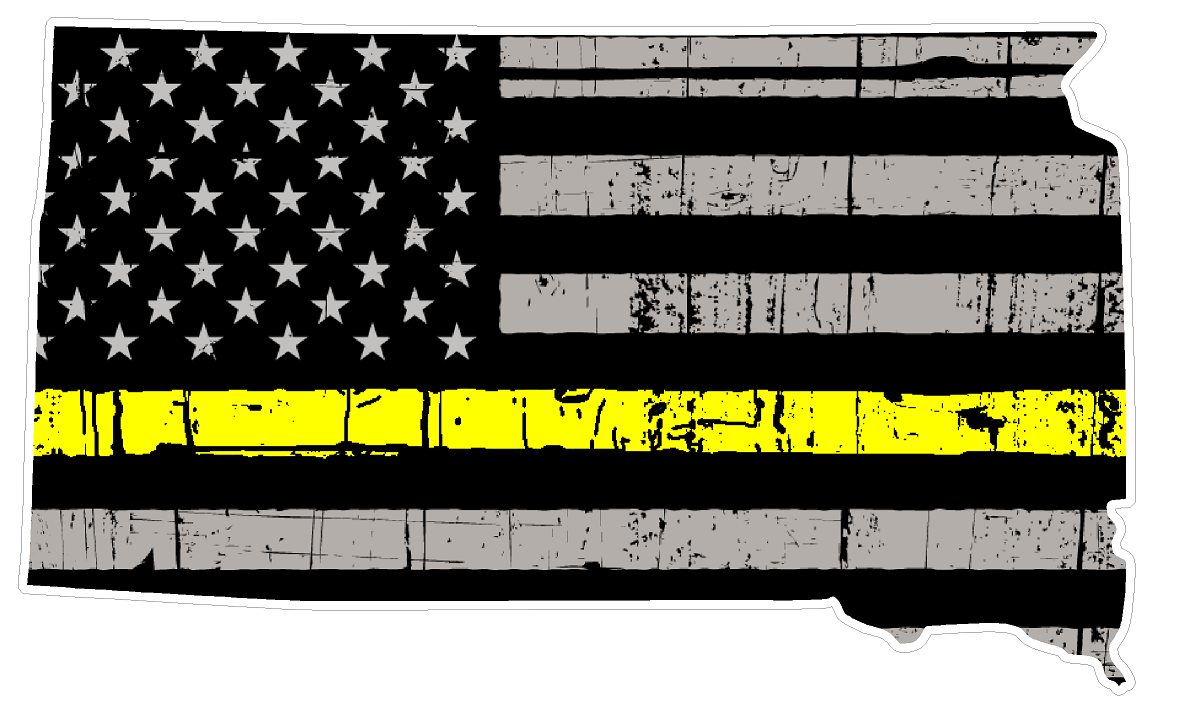 South Dakota State (E42) Thin Yellow Line Dispatch Vinyl Decal Sticker Car/Truck Laptop/Netbook Window