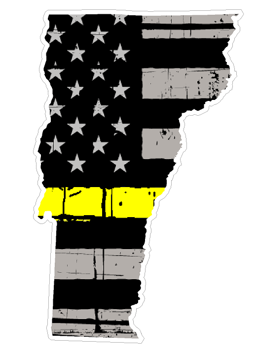 Vermont State (E45) Thin Yellow Line Dispatch Vinyl Decal Sticker Car/Truck Laptop/Netbook Window