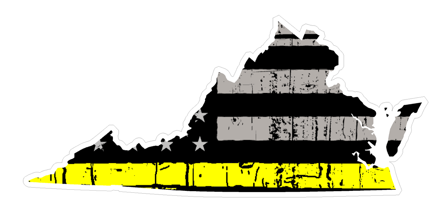 Virginia State (E46) Thin Yellow Line Dispatch Vinyl Decal Sticker Car/Truck Laptop/Netbook Window