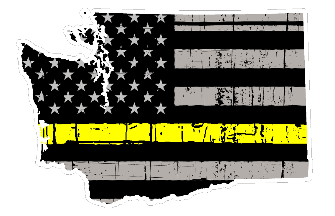 Washington State (E47) Thin Yellow Line Dispatch Vinyl Decal Sticker Car/Truck Laptop/Netbook Window