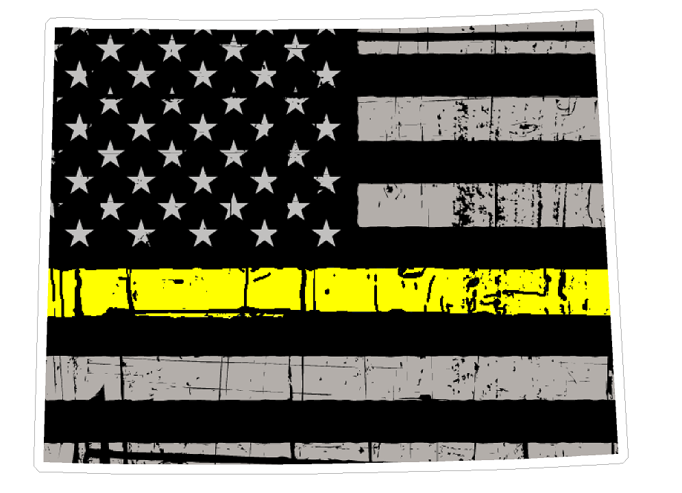 Wyoming State (E50) Thin Yellow Line Dispatch Vinyl Decal Sticker Car/Truck Laptop/Netbook Window