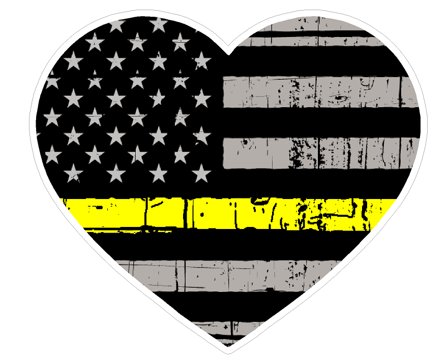 Heart Shape (E53) Thin Yellow Line Dispatch Vinyl Decal Sticker Love Car Laptop/Netbook Window