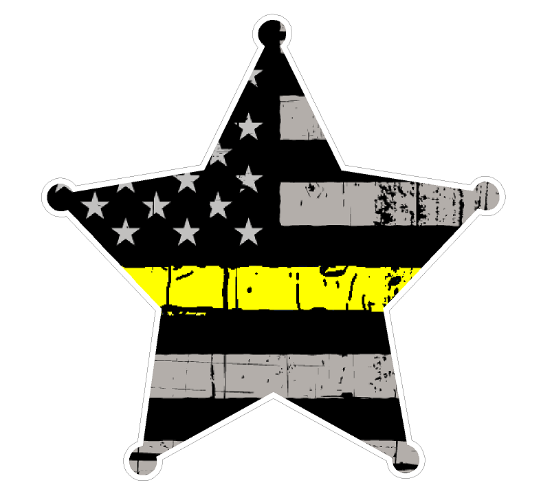 Badge Shape (E54) Thin Yellow Line Dispatch Vinyl Decal Sticker Car Laptop/Netbook Window