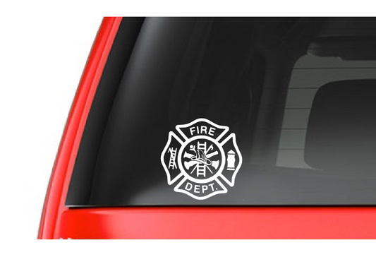 White 4" Fire Deparment Logo (T17) Firefighter Vinyl Decal Sticker Car Window