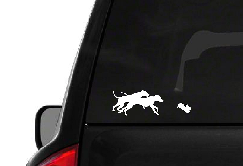 Dogs Running Rabbit (H11) Hunting Vinyl Decal Sticker Window