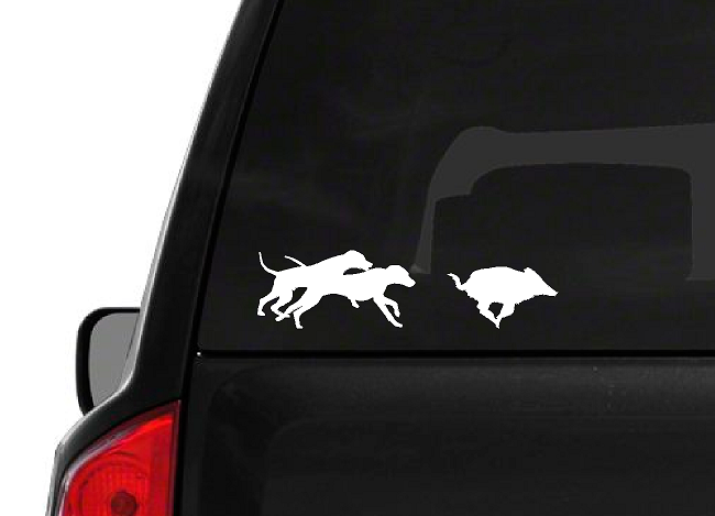 Dogs Running Hog (H12) Hunting Vinyl Decal Sticker Window