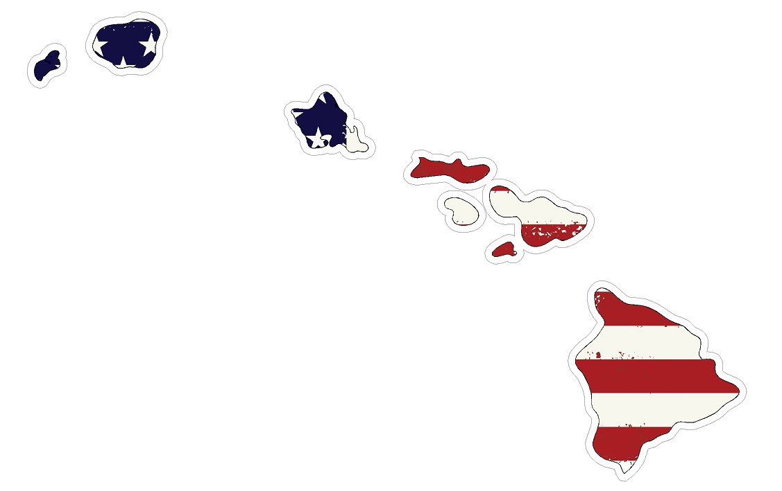 Hawaii State (J12) USA Flag Distressed Vinyl Decal Sticker Car/Truck Laptop/Netbook Window