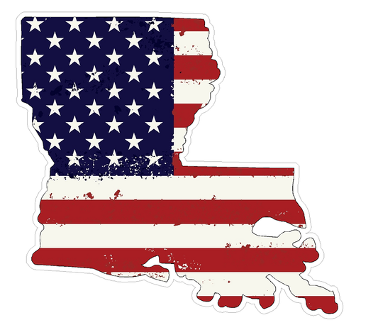 Louisiana State (J19) USA Flag Distressed Vinyl Decal Sticker Car/Truck Laptop/Netbook Window