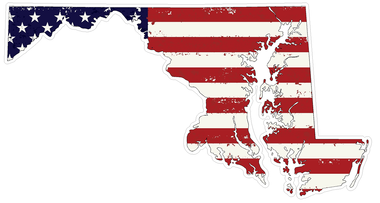 Maryland State (J21) USA Flag Distressed Vinyl Decal Sticker Car/Truck Laptop/Netbook Window