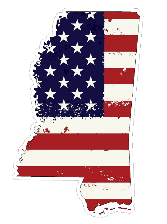 Mississippi State (J25) USA Flag Distressed Vinyl Decal Sticker Car/Truck Laptop/Netbook Window