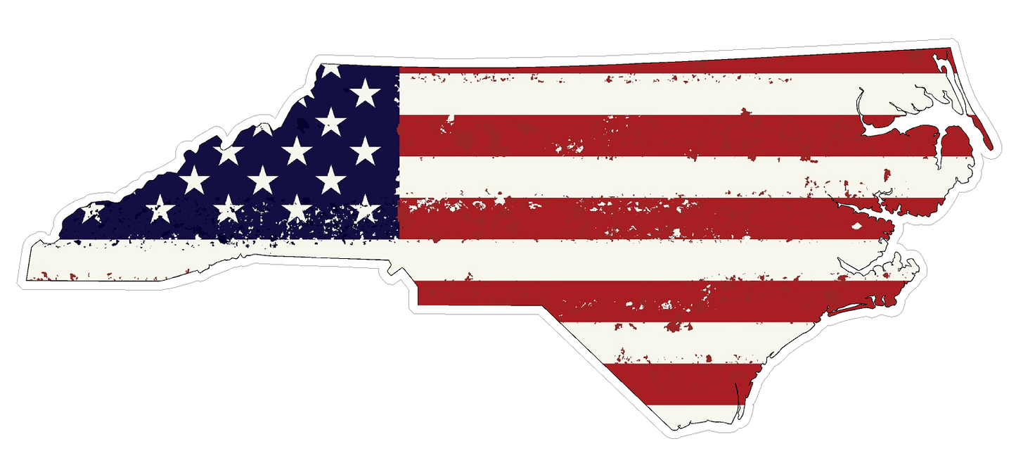 North Carolina State (J34) USA Flag Distressed Vinyl Decal Sticker Car/Truck Laptop/Netbook Window