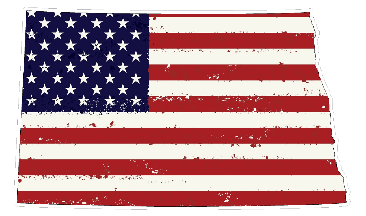 North Dakota State (J35) USA Flag Distressed Vinyl Decal Sticker Car/Truck Laptop/Netbook Window