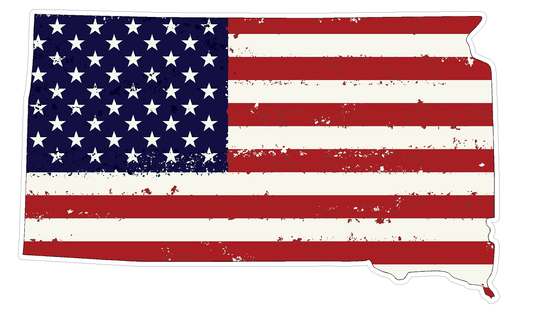 South Dakota State (J42) USA Flag Distressed Vinyl Decal Sticker Car/Truck Laptop/Netbook Window