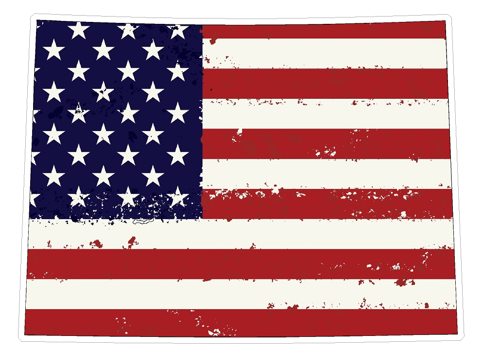 Colorado State (J8) USA Flag Distressed Vinyl Decal Sticker Car/Truck Laptop/Netbook Window
