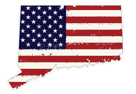 Connecticut State (J9) USA Flag Distressed Vinyl Decal Sticker Car/Truck Laptop/Netbook Window