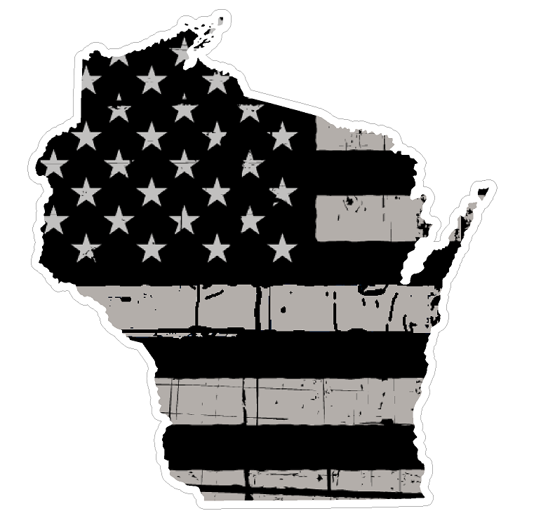 Wisconsin State (N49) Distressed Flag Vinyl Decal Sticker Car/Truck Laptop/Netbook Window