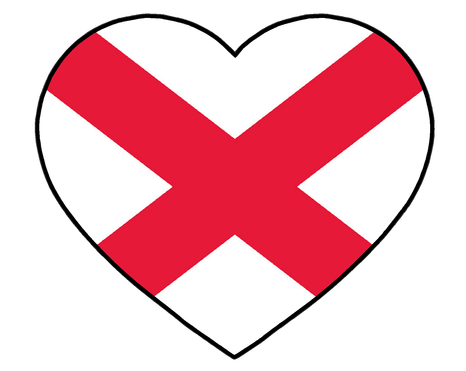 Alabama State (P3) Flag Heart Vinyl Decal Sticker Car/Truck Laptop/Netbook Window