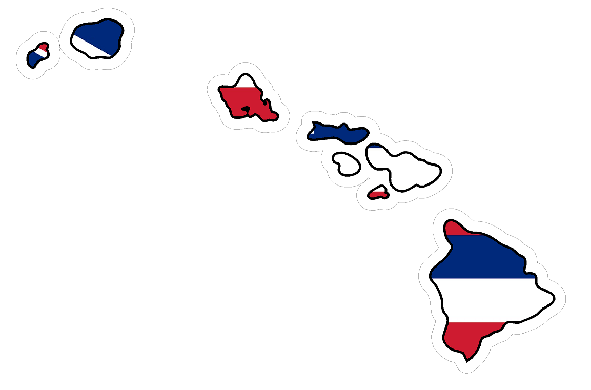 Hawaii State (Q12) Shape Flag Vinyl Decal Sticker Car/Truck Laptop/Netbook Window